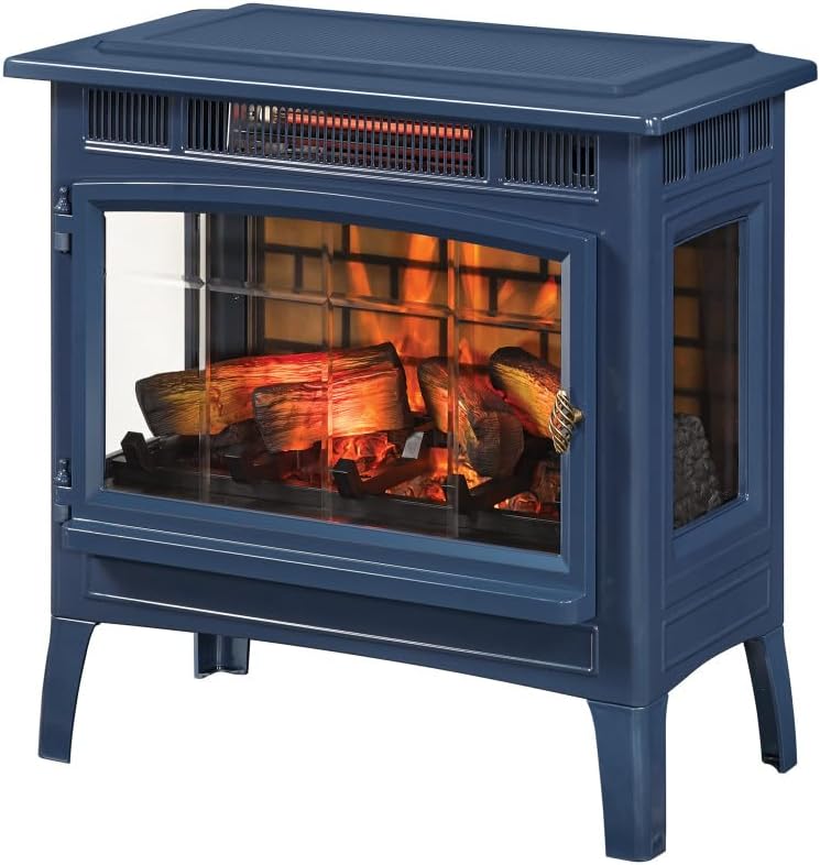 Freestanding Electric Fireplace Stove Heater with 3D Flame Effect for 1,000 Sq. Ft wourant