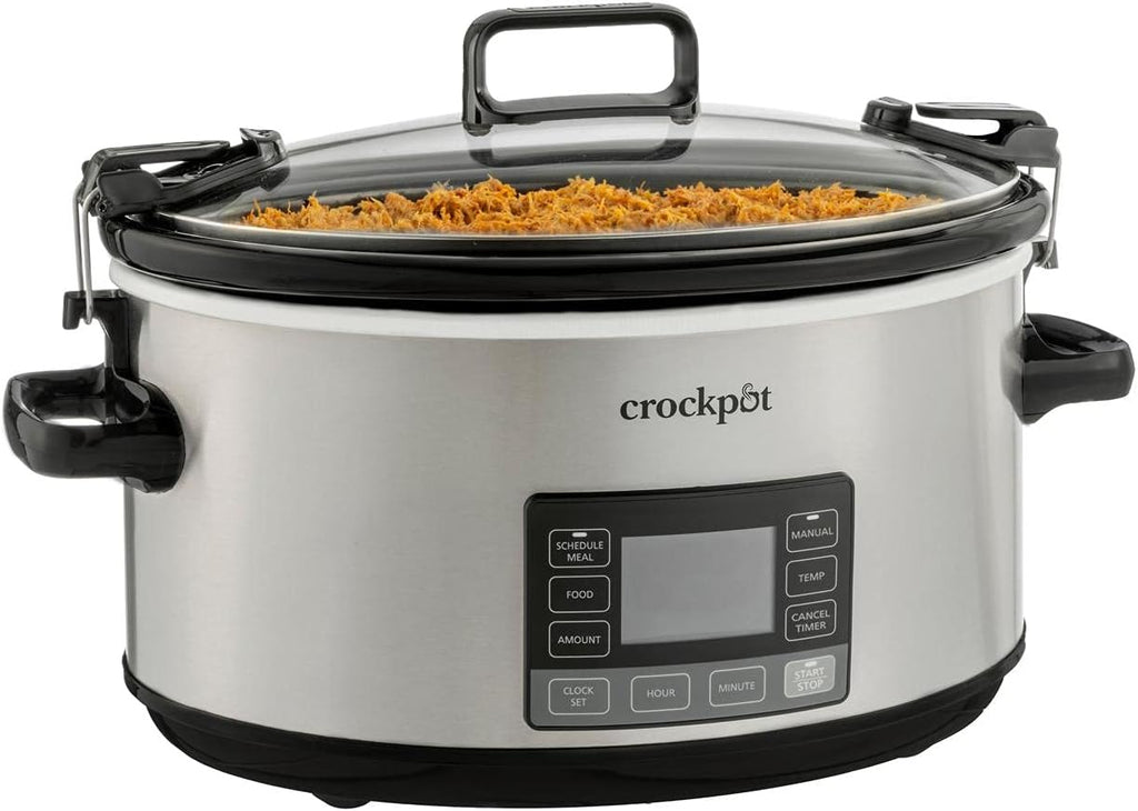 7-Quart Slow Cooker, Portable Programmable with Timer, Locking Lid, Stainless Steel; an Essential Kitchen Appliance wourant
