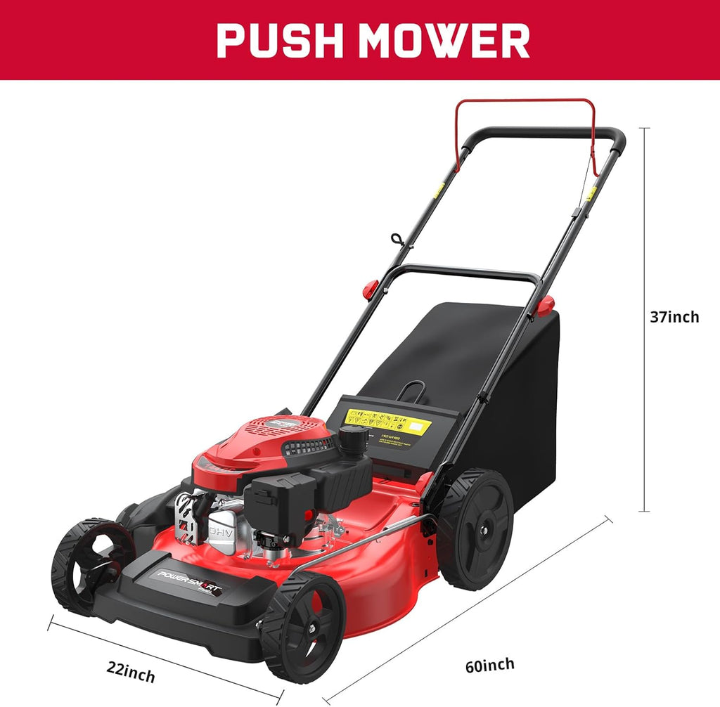 PowerSmart Gas Lawn Mower 21-Inch 144cc OHV Engine 3-in-1 Push Mower with Bagging wourant