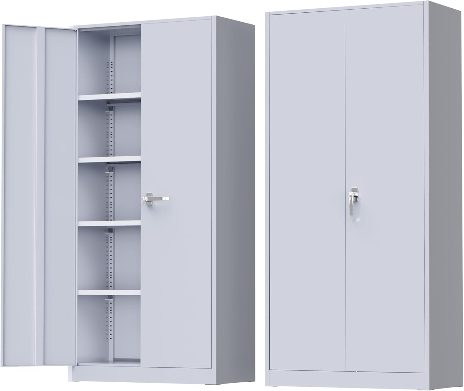 Greenvelly Metal Storage Cabinet, 72" Black Locking Metal Cabinet with 2 Doors and 4 Adjustable Shelves, Lockable Garage Storage Cabinets for Home Office, Garage, Kitchen, Living Room wourant