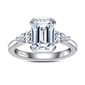 Emerald Cut Moissanite Engagement Ring 3.6cttw(3CT Center Stone) D Color VVS1 925 Sterling Silver 3 Stones Half Bezel Promise Wedding Rings for Women with Certificate wourant