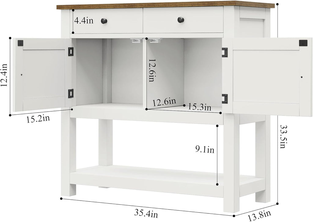 Farmhouse style console table coffee bar, entry table with storage rack, sofa table buffet sideboard wourant