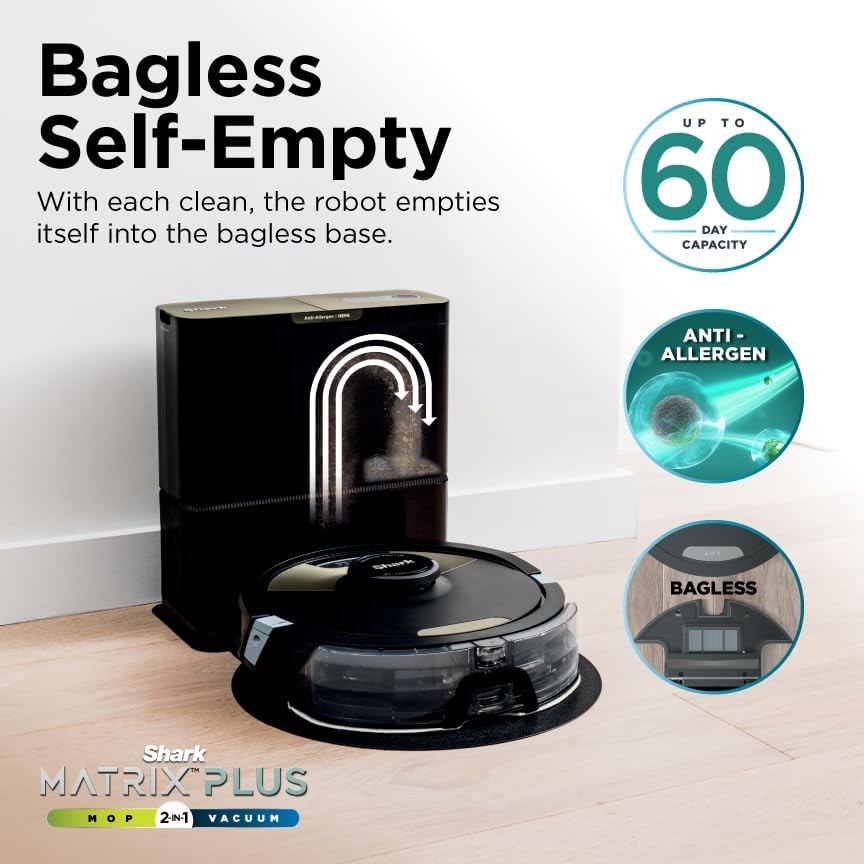 Robot Vacuum & Mop Combo, Powerful Suction, Matrix Plus, 60-Day Debris Capacity, HEPA Bagless Self Empty Base, Sonic Mopping, Home Mapping for Pet Hair - Carpets & Hardfloor, AV2610WA wourant