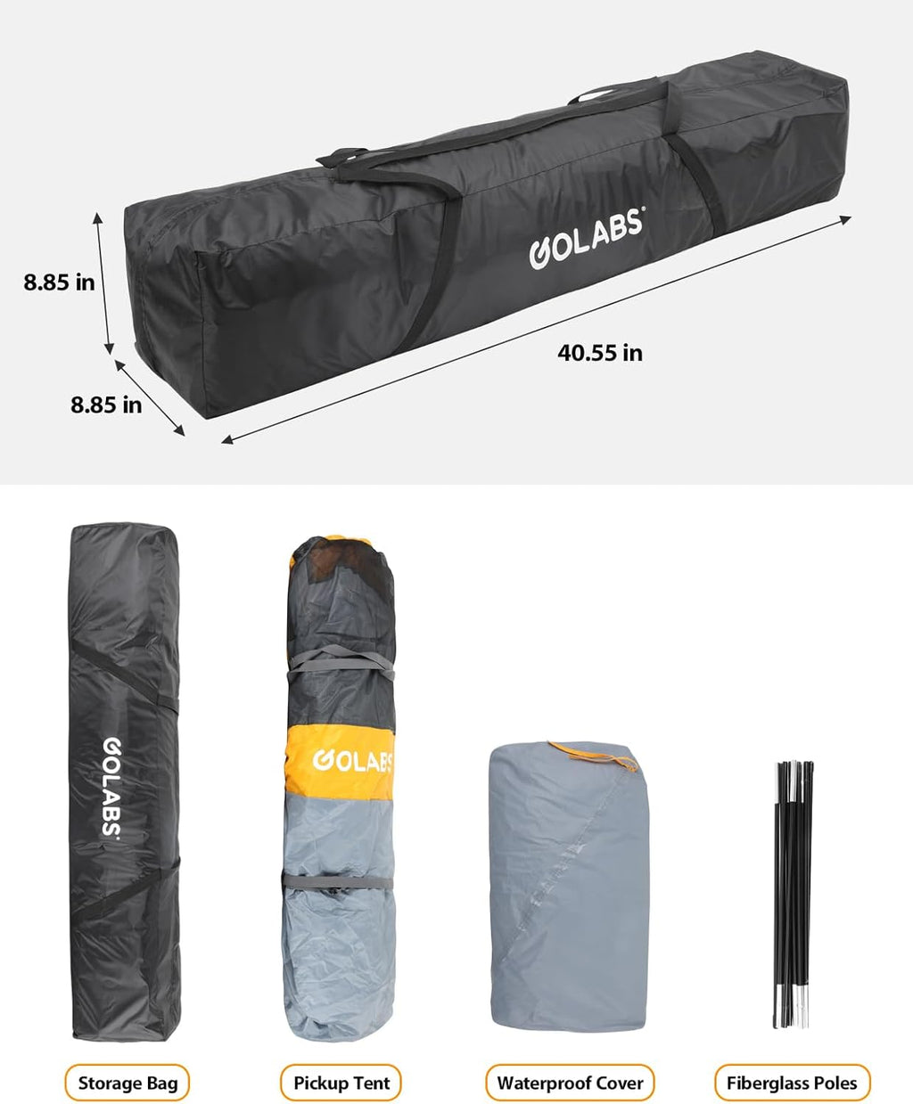 Golabs Truck Bed Tent for 5.5-6.5 Ft Bed, 5-Minute Easy Setup by Pre-Assembled Design, Waterproof PU2000mm, 2-Person Portable with Extra Rainfly Cover for Camping & Outdoor, Includes Storage Bag wourant