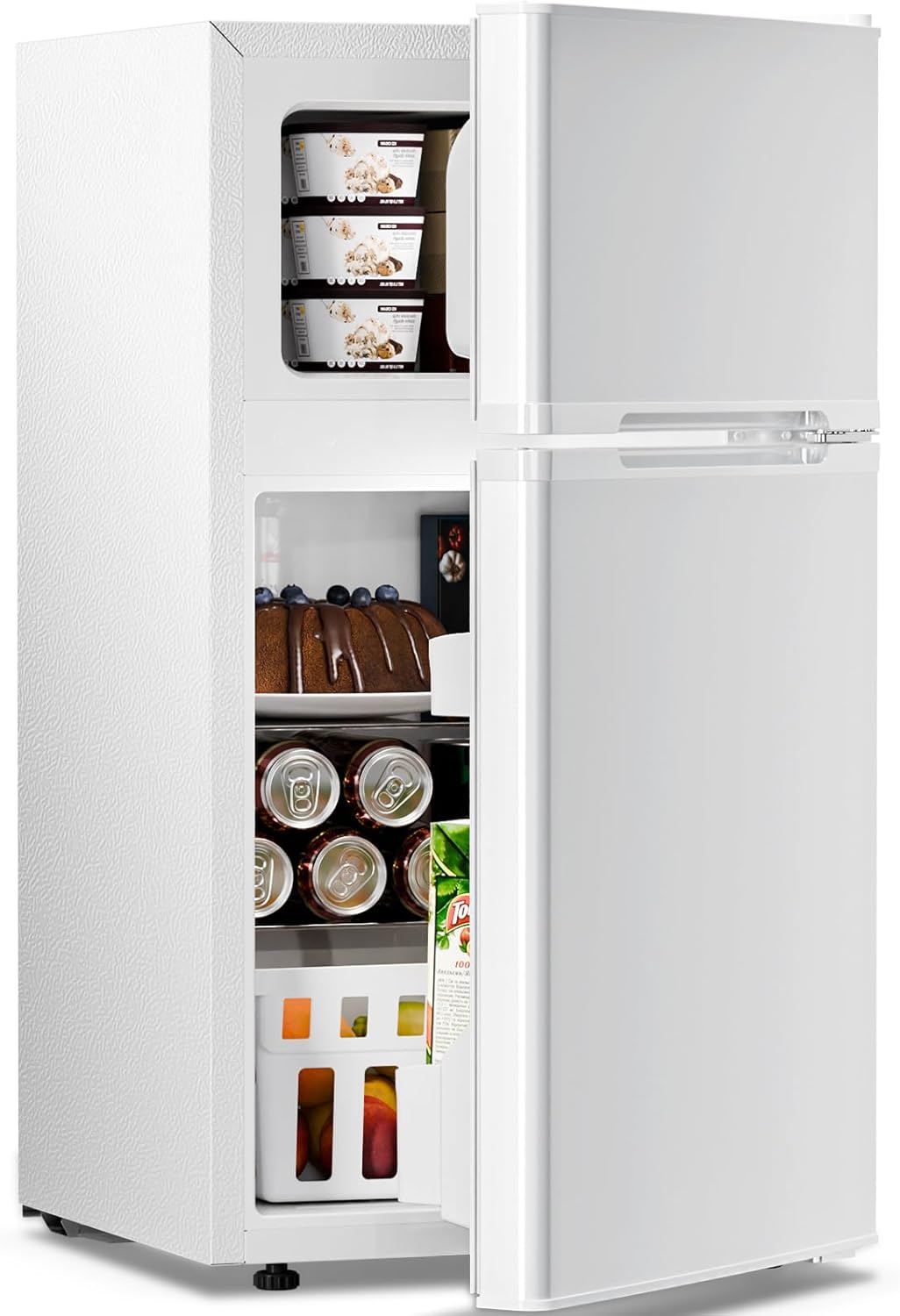 Antarctic Star 3.2 Cu.Ft,Mini Refrigerator with Freezer,Double Door Mini Fridge,Compact Refrigerator,Adjustable Thermostat,Mini Refrigerator for Bedroom/Office/Dorm/Kitchen(BLACK) wourant