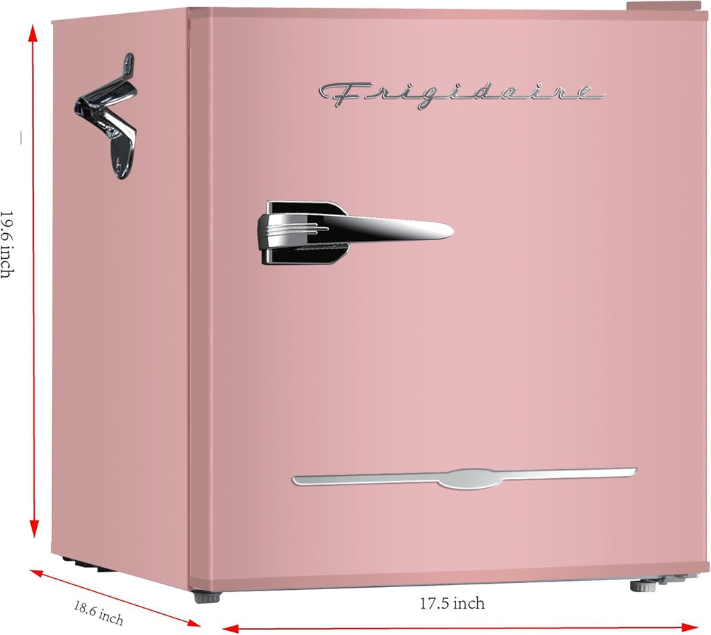 Frigidaire EFR176 Retro Compact Fridge with Chiller Mini Refrigerator with Built-in Bottle Opener for Office, Bedroom, Dorm Room or Cabin, 1.6 cu ft 16" D x 18" W x 18.5" H, Moonlight wourant