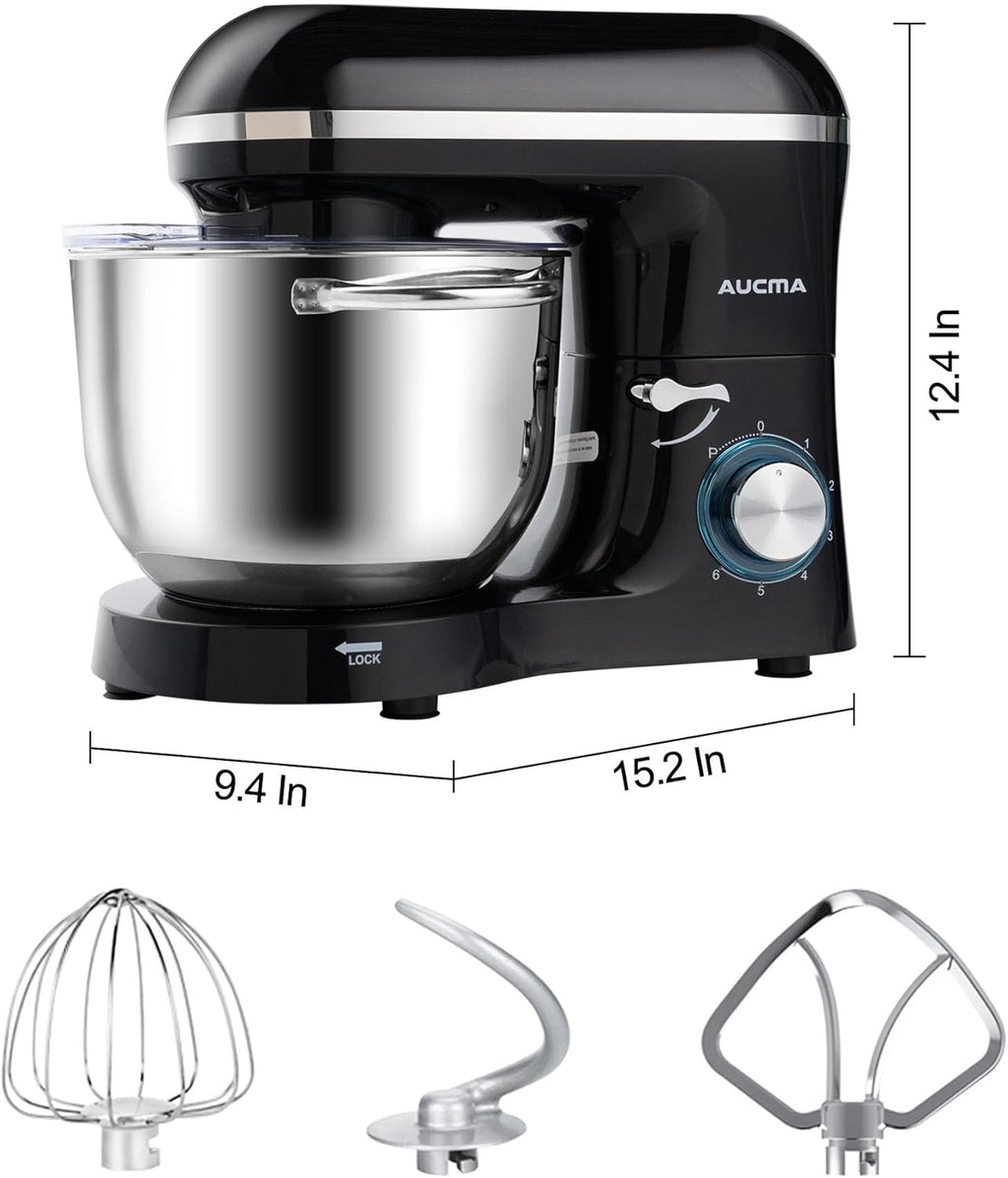 Aucma Stand Mixer,6.5-QT 660W 6-Speed Tilt-Head Food Mixer, Kitchen Electric Mixer with Dough Hook wourant