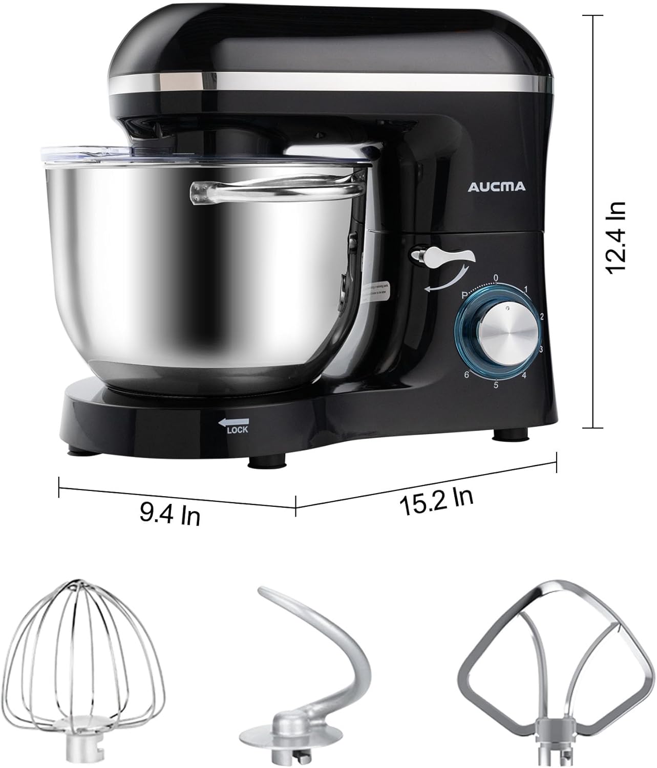 Aucma Stand Mixer,6.5-QT 660W 6-Speed Tilt-Head Food Mixer, Kitchen Electric Mixer with Dough Hook wourant