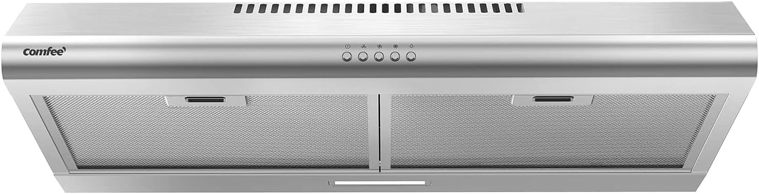 Comfee 30" Under Cabinet Ducted/Ductless Convertible Slim Vent Durable Stainless Steel Kitchen Reusable Filter wourant