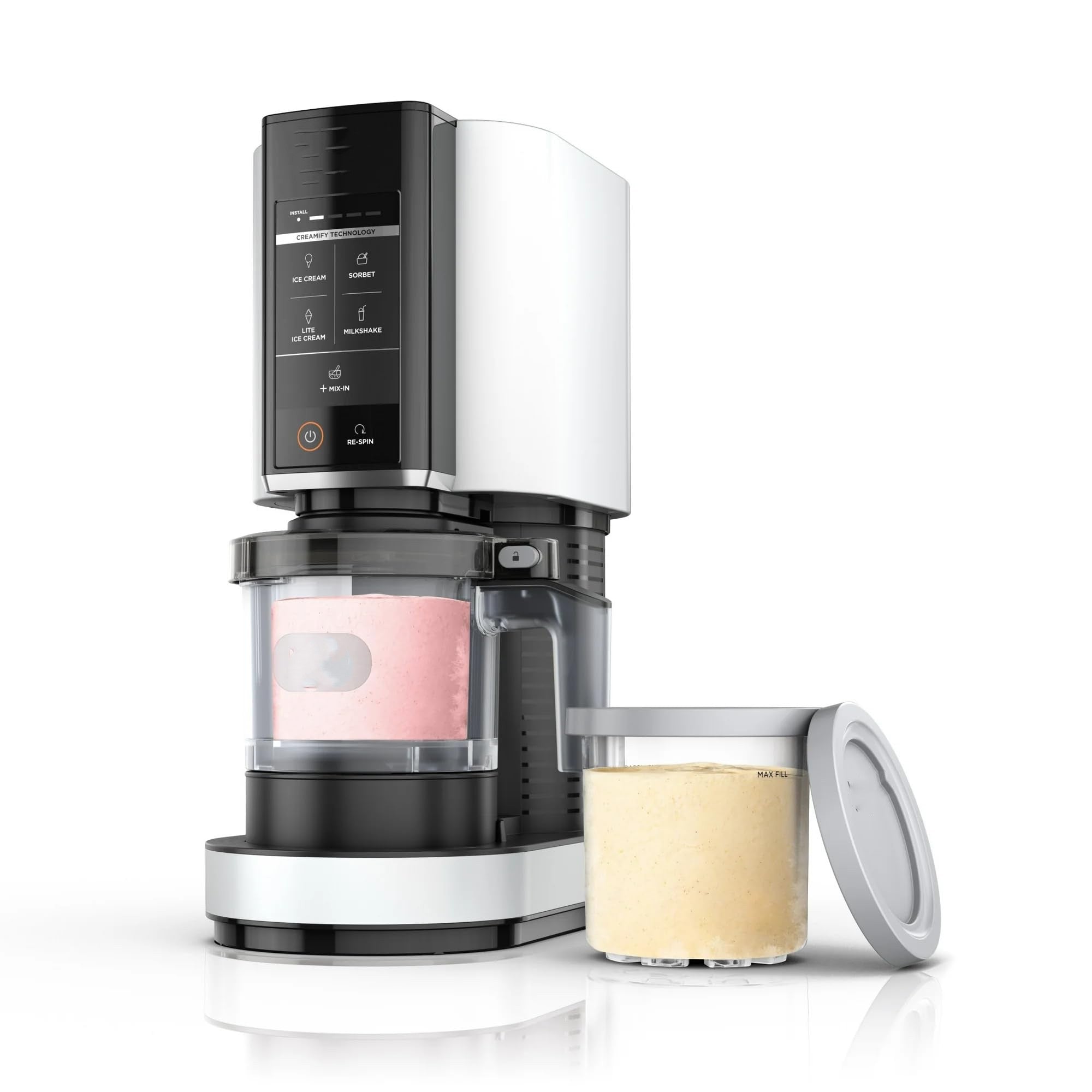 CREAMi Ice Cream Maker, 5 One-Touch Programs, White, Includes 2 16oz Pints with Storage Lids, Transform Frozen Bases to Ice Cream, Sorbets, Milkshakes, Vegan, Dairy-Free Options wourant