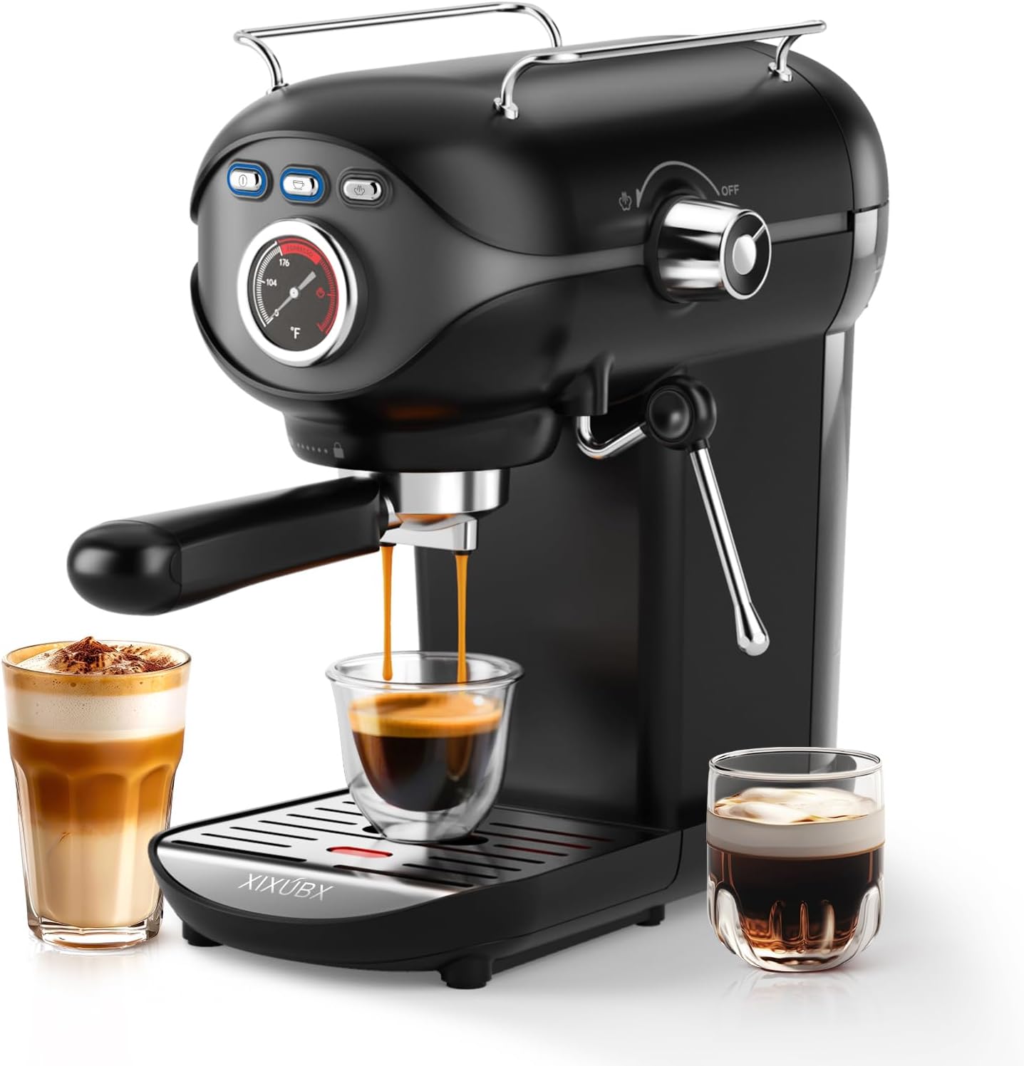 Espresso Machine, 20 Bar Pump Temperature Control, Compact Espresso Maker with Steam Milk Frother wourant