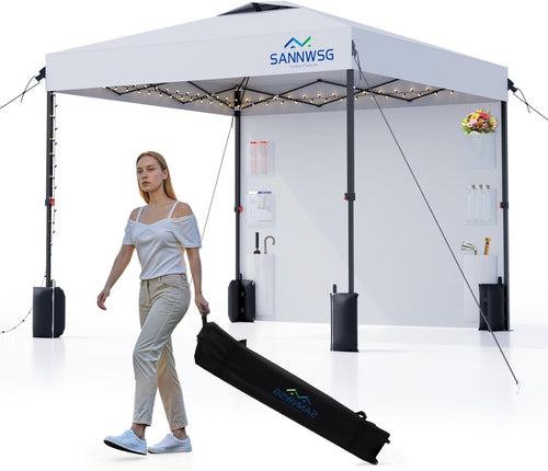 12X12 Pop Up Canopy Tent,Removable Pockets Sidewall for Extra Storage,Easy Up Canopy,Heavy Duty One Person Set Up Event Tent,Grey woonhhop