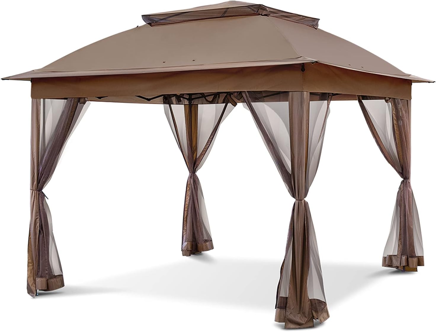 COOS BAY 11x11 Pop Up Gazebo with Mesh Netting, Instant Outdoor Canopy Tent, Water Resistant Shelter with UPF 50+ UV Protection, 121 Sq Ft Coverage, Beige woonhhop