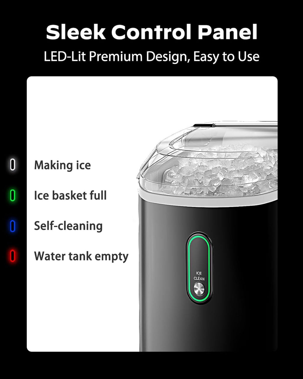 Nugget Ice Maker Countertop, Silonn Chewable Pellet Ice Machine with Self-Cleanin Function, 33lbs/24H Portable Ice Makers for Home Kitchen Officce, Black wourant