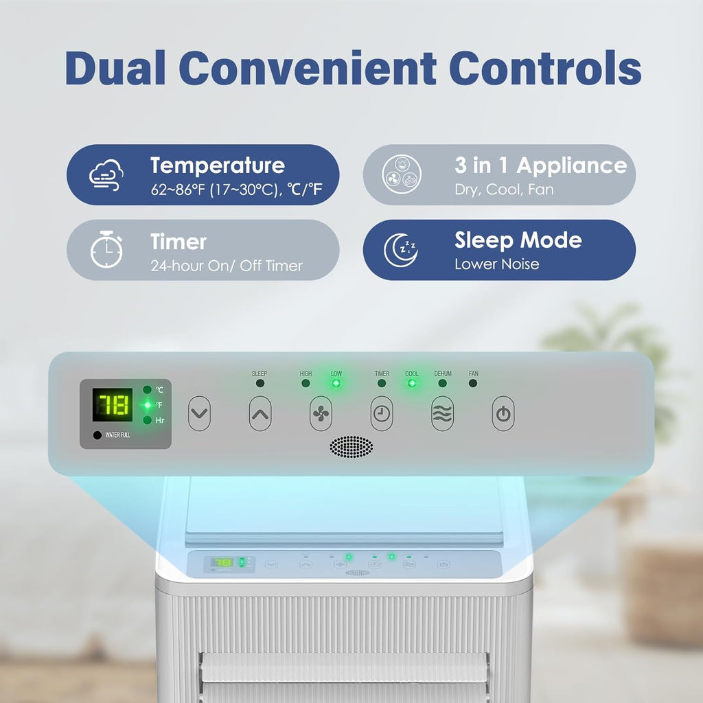 Air Choice Portable Air Conditioner, 10000 BTU Air Conditioner Portable for Room Up to 450 Sq.Ft, Remote Control, 24H Timer, Dehumidifier & Fan Modes, 3-in-1 AC Unit with Window Kit for Home Office wourant