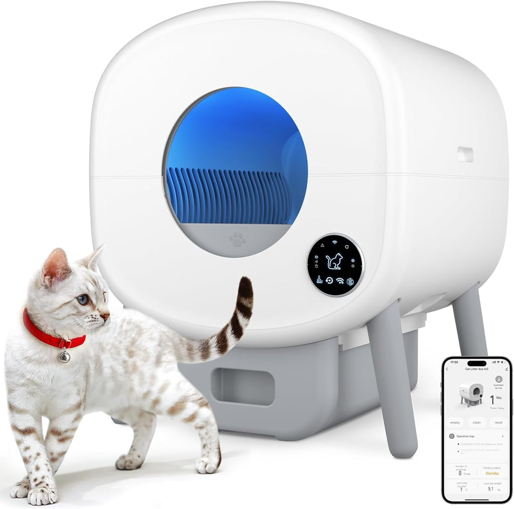 Self Cleaning Litter Box, Large Capacity Automatic Cat Litter Box Self Cleaning for Cats, App Control,Safety Protection, 2 Roll Garbage Bags wourant