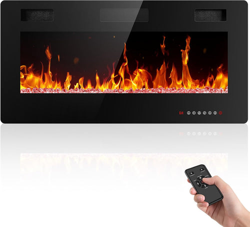 36 Inch Electric Fireplace Insert Ultra Thin Recessed Wall Mounted Fireplace Heater wourant