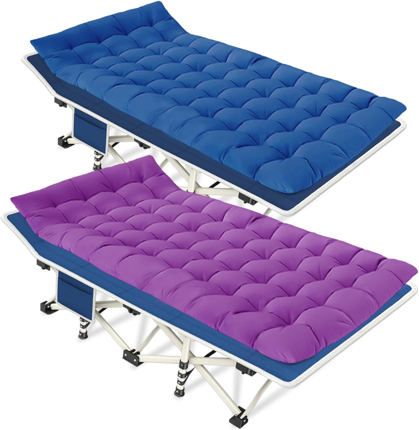 2 Pack Camping Cot with Mattress Comfortable Sleeping Cot Camping Cots for Adults 2 Person Folding Cot Heavy Duty Cots for Sleeping with Carry Bag Outdoor Indoor Home Vacation wourant