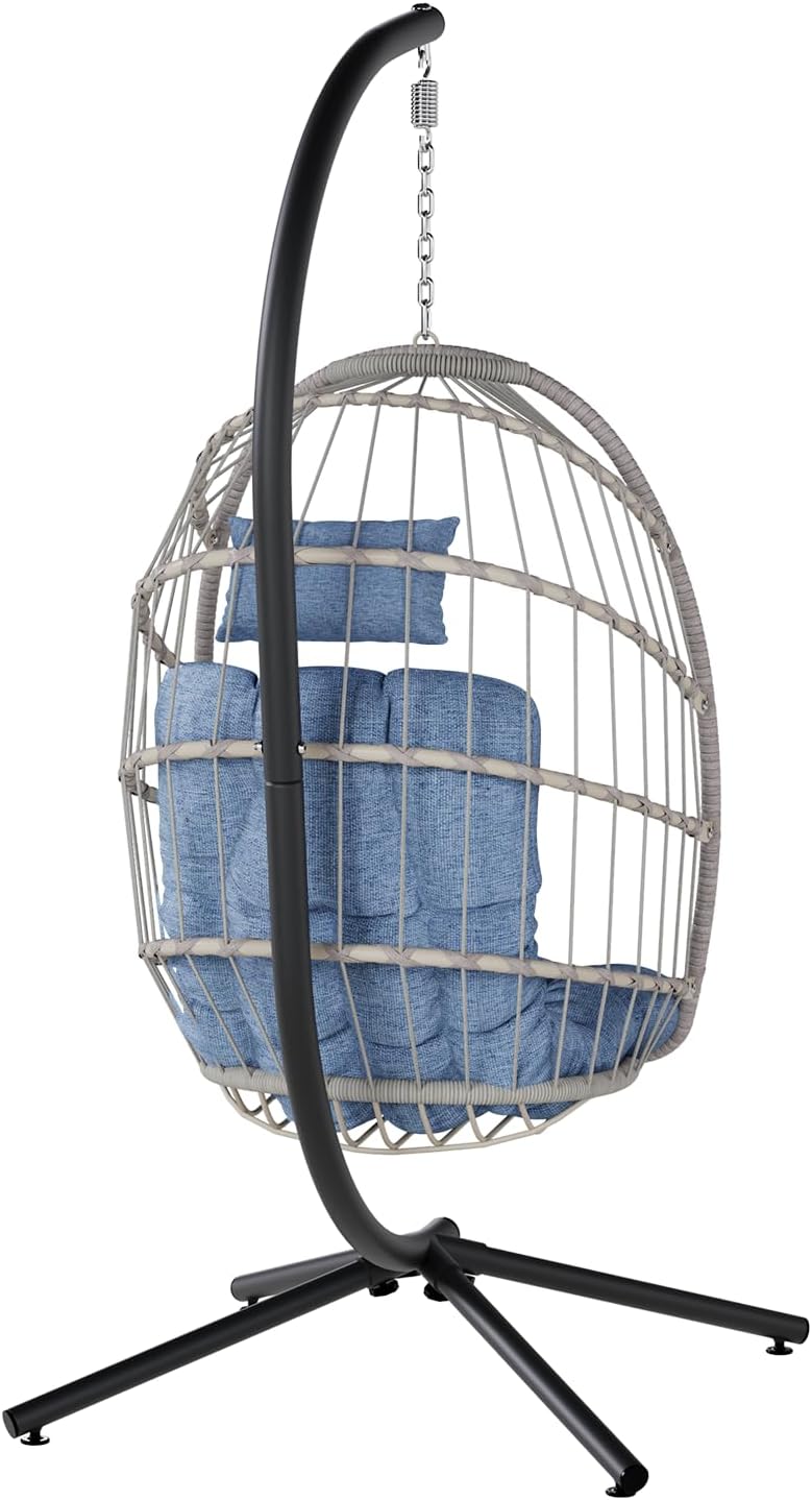 SWITTE Egg Chair Outdoor Indoor Wicker Hanging Egg Swing Chair 350lbs Capacity for Patio wourant