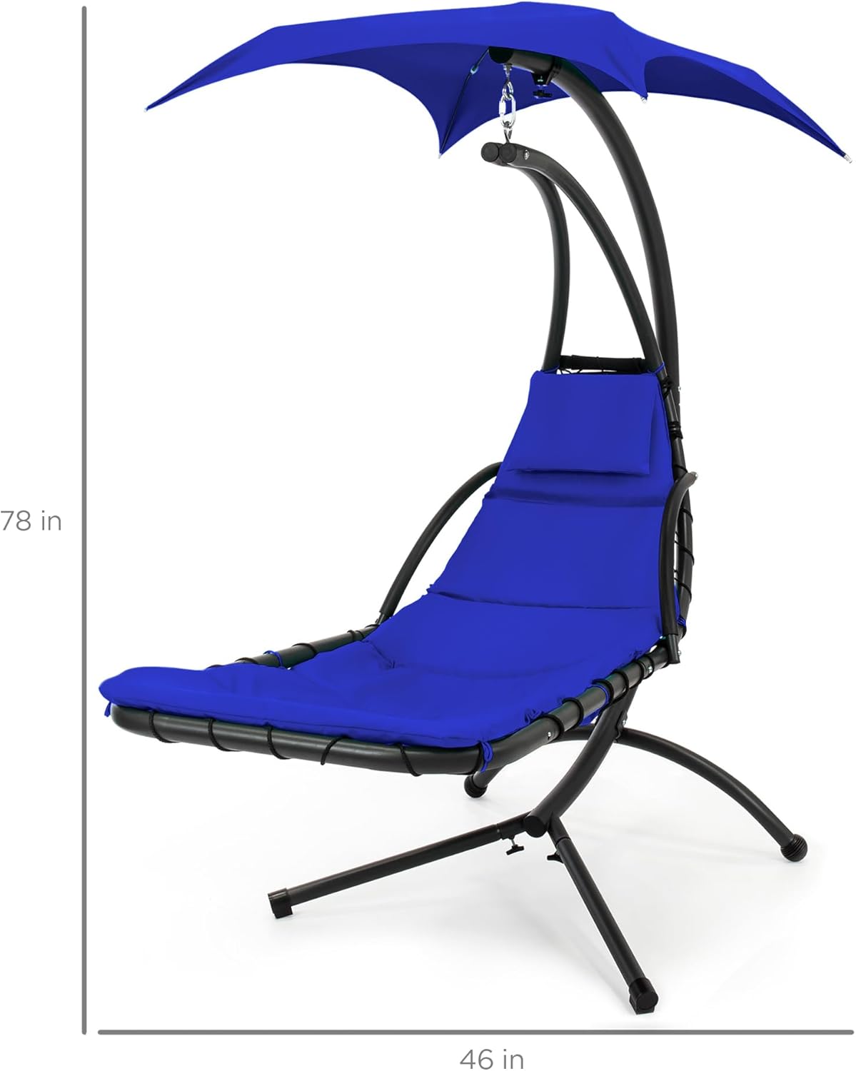 Best Choice Products Outdoor Hanging Curved Steel Chaise Lounge Chair Swing w/Built-in Pillow and Removable Canopy - Teal wourant