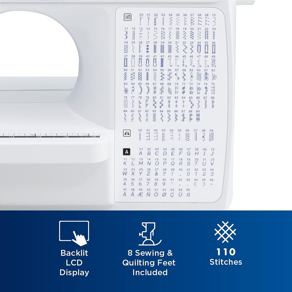 Brother Sewing and Quilting Machine, Computerized, 165 Built-in Stitches, LCD Display, Wide Table, 8 Included Presser Feet, White, 20x12x17 wourant