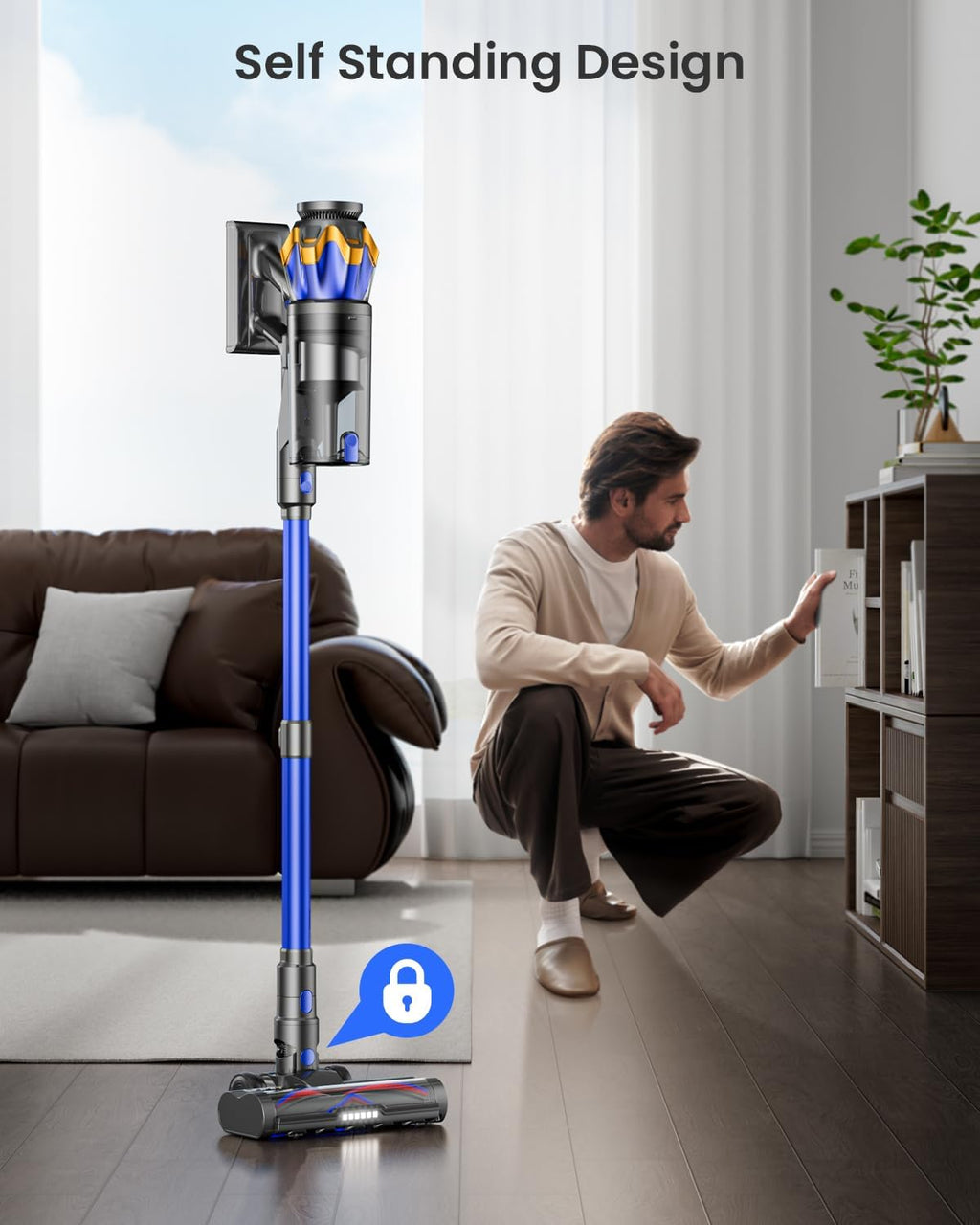 Cordless Vacuum Cleaner, Upgraded 650W 55KPA 70Mins Cordless Stick Vacuum Cleaner with Self-Standing and Touch Screen, Anti-tangle Wireless Vacumm, Vacuum Cleaners for Home/Pet Hair/Carpets/Floors woonhhop