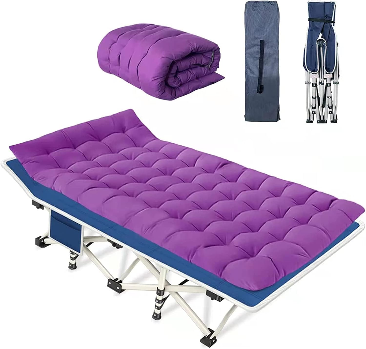 2 Pack Camping Cot with Mattress Comfortable Sleeping Cot Camping Cots for Adults 2 Person Folding Cot Heavy Duty Cots for Sleeping with Carry Bag Outdoor Indoor Home Vacation wourant