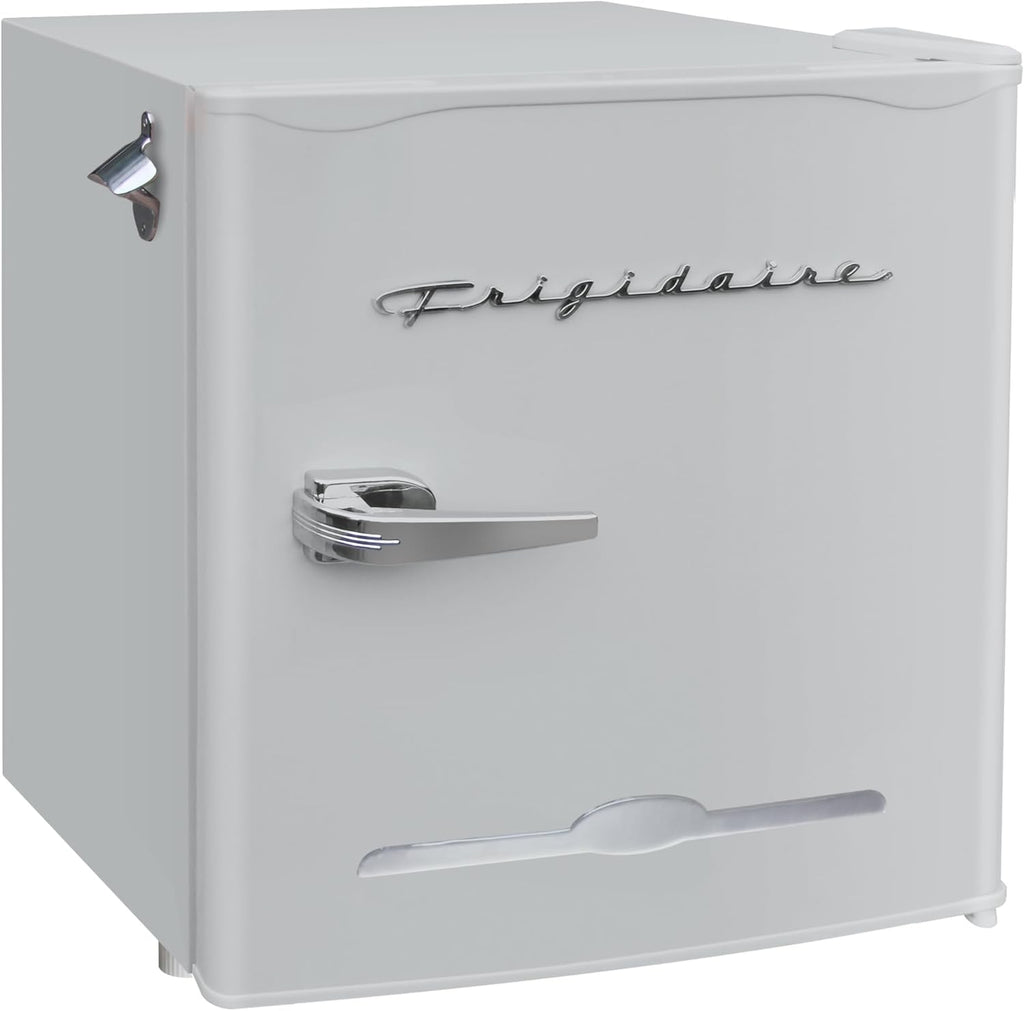 Frigidaire EFR176 Retro Compact Fridge with Chiller Mini Refrigerator with Built-in Bottle Opener for Office, Bedroom, Dorm Room or Cabin, 1.6 cu ft 16" D x 18" W x 18.5" H, Moonlight wourant