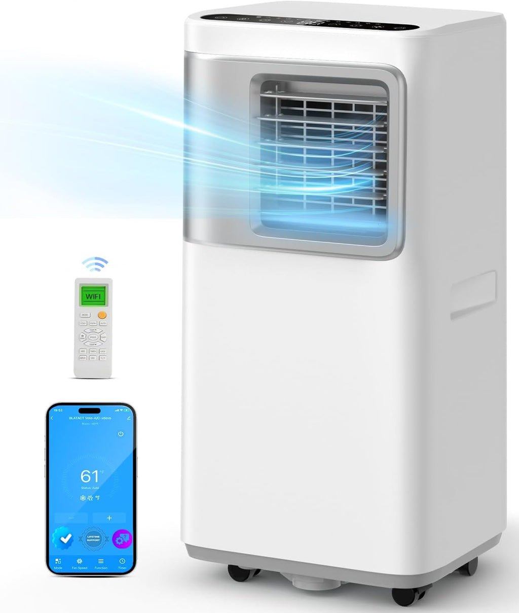 Portable-Air-Conditioners-16,000-Btu - AC Unit 5 in 1 Wifi Smart Air Conditioner with APP, Fan & Dehumidifier, Remote, 24H, Window Kits Included Drainage-free Cooling for Large Room Indoor wourant