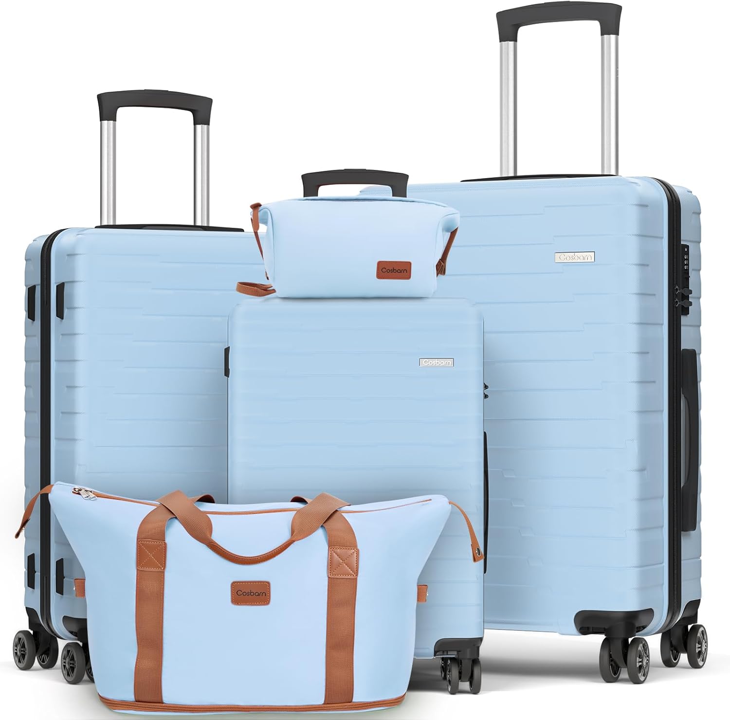 5-piece luggage set with wheels, ABS hardshell suitcase with spinner wheels wourant