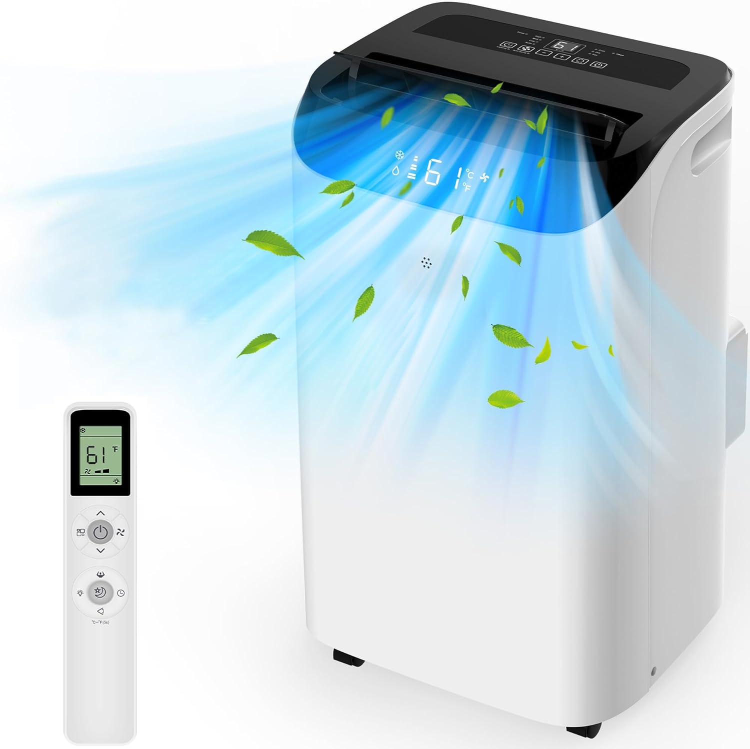 14000 BTU Portable Air Conditioners with Remote Control, 3-in-1 Free Standing Cooling AC Unit with Fan & Dehumidifier, Cools Room up to 700 sq.ft, Smart/Sleep Mode,3 Speed,Auto Swing,24H Timer woonhhop