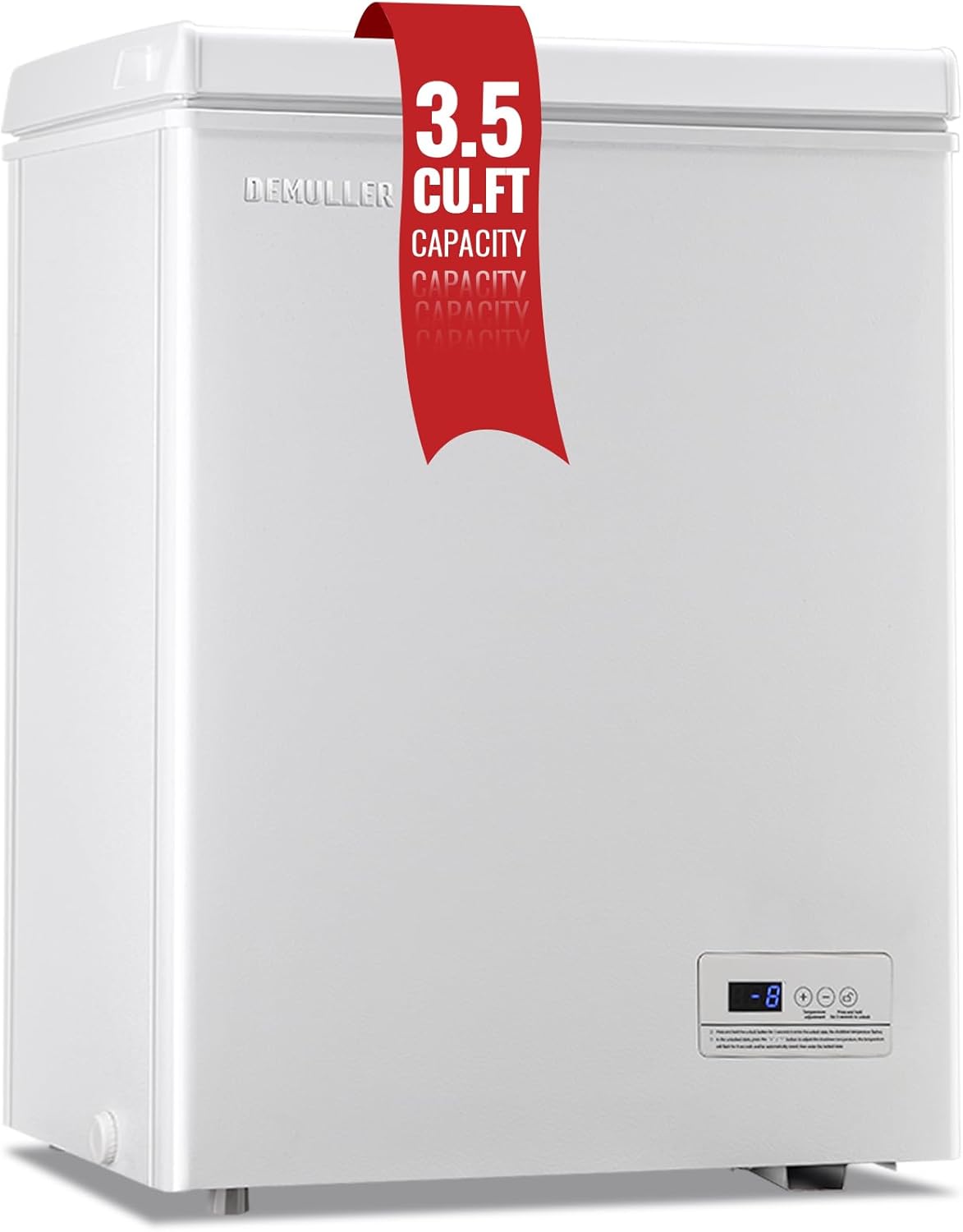 Chest Freezer 5.0Cubic Feet Deep Freezer Freestanding Freezers Removable Stainless Steel Basket wourant