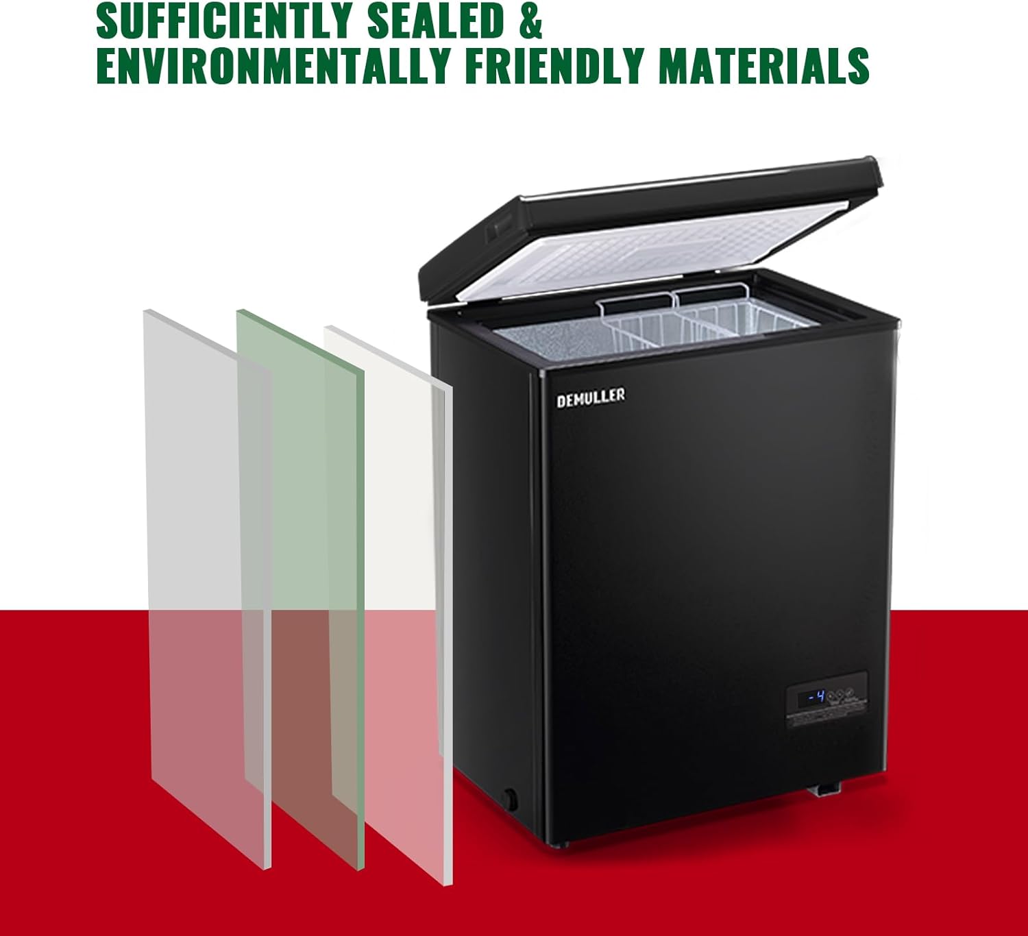 Chest Freezer 5.0Cubic Feet Deep Freezer Freestanding Freezers Removable Stainless Steel Basket wourant