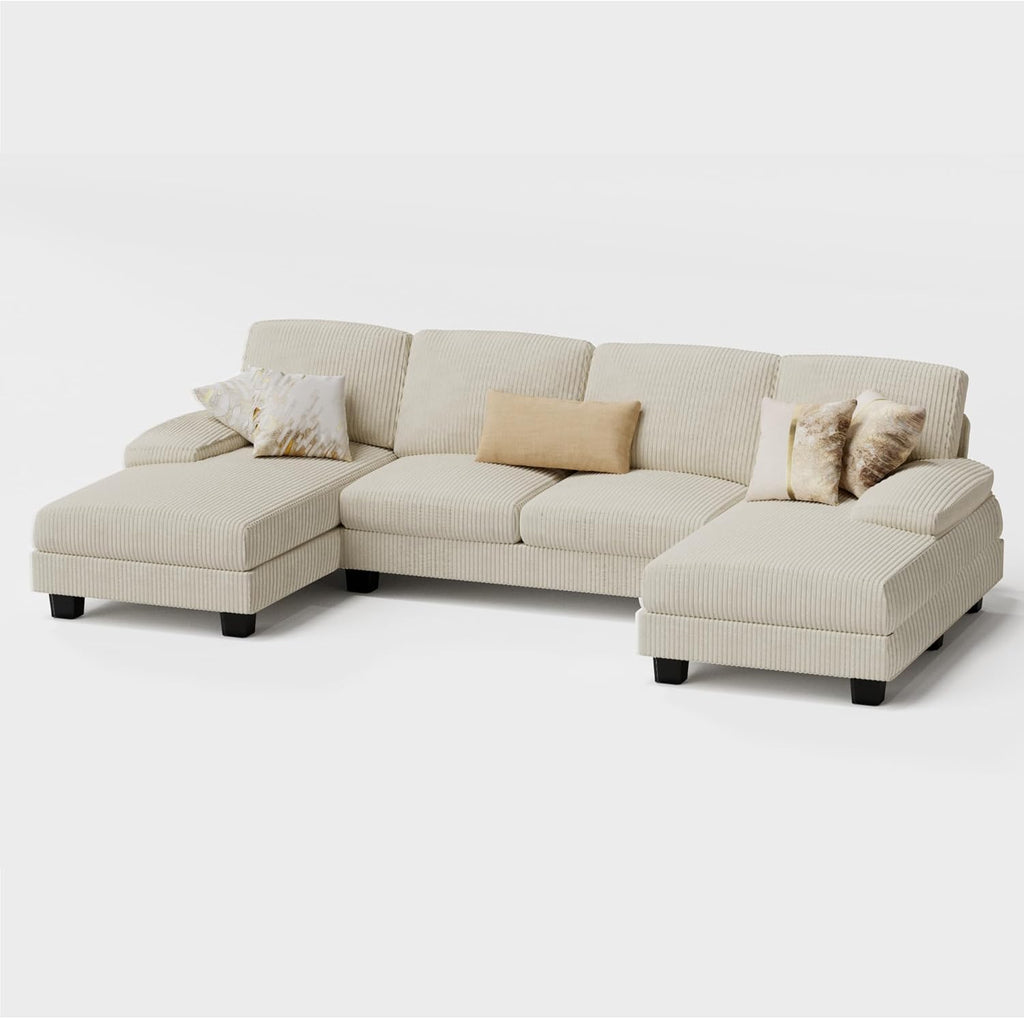 Furmax Sectional Couches for Living Room U-Shaped Sofa Couch Linen Fabric 4 Seat Sofa Set wourant