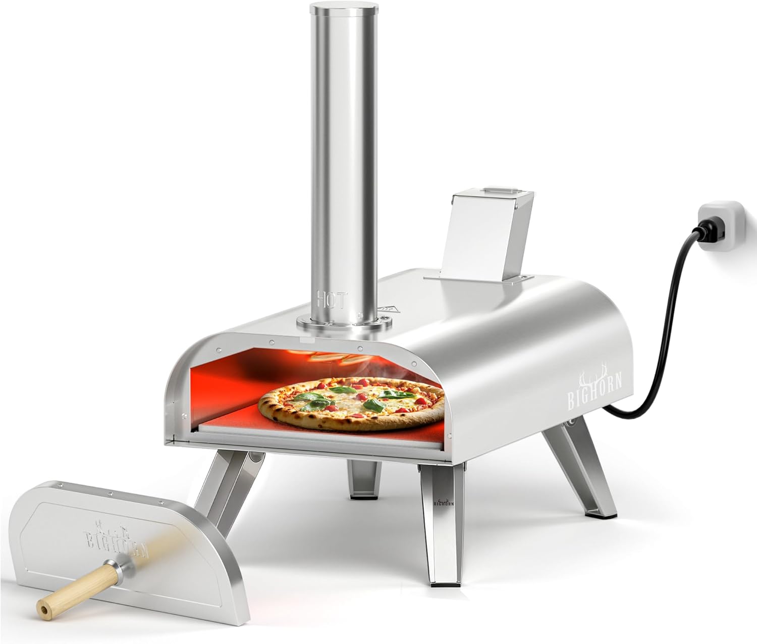 BIG HORN OUTDOORS 12" Multi-Fuel Pizza Oven, Portable Outdoor Pizza Oven, Wood Fired wourant