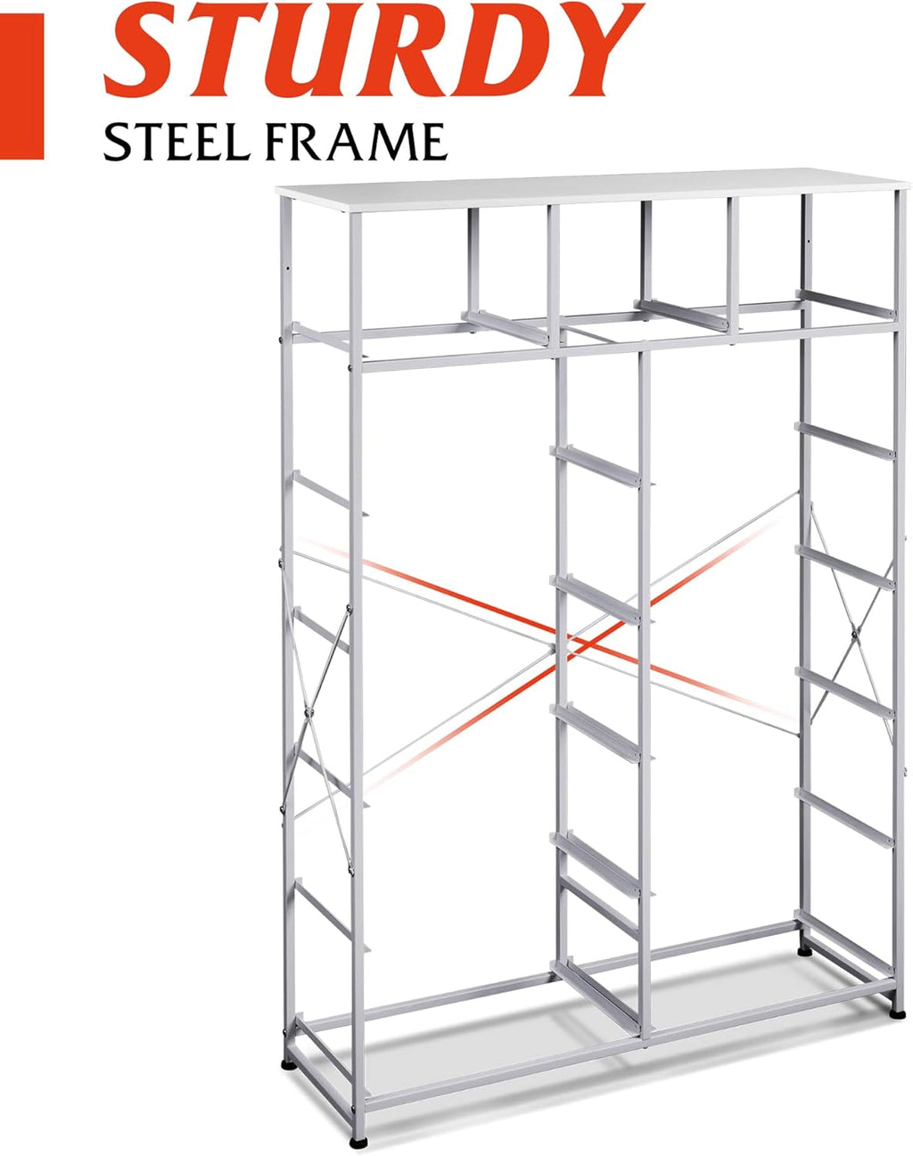 WLIVE Storage Organizer Unit with 13 Fabric Bins, Storage Drawers Organizer with Steel Frame, Tall Storage Tower Organizaton for Living Room, Hallway, Office, Charcoal Black wourant