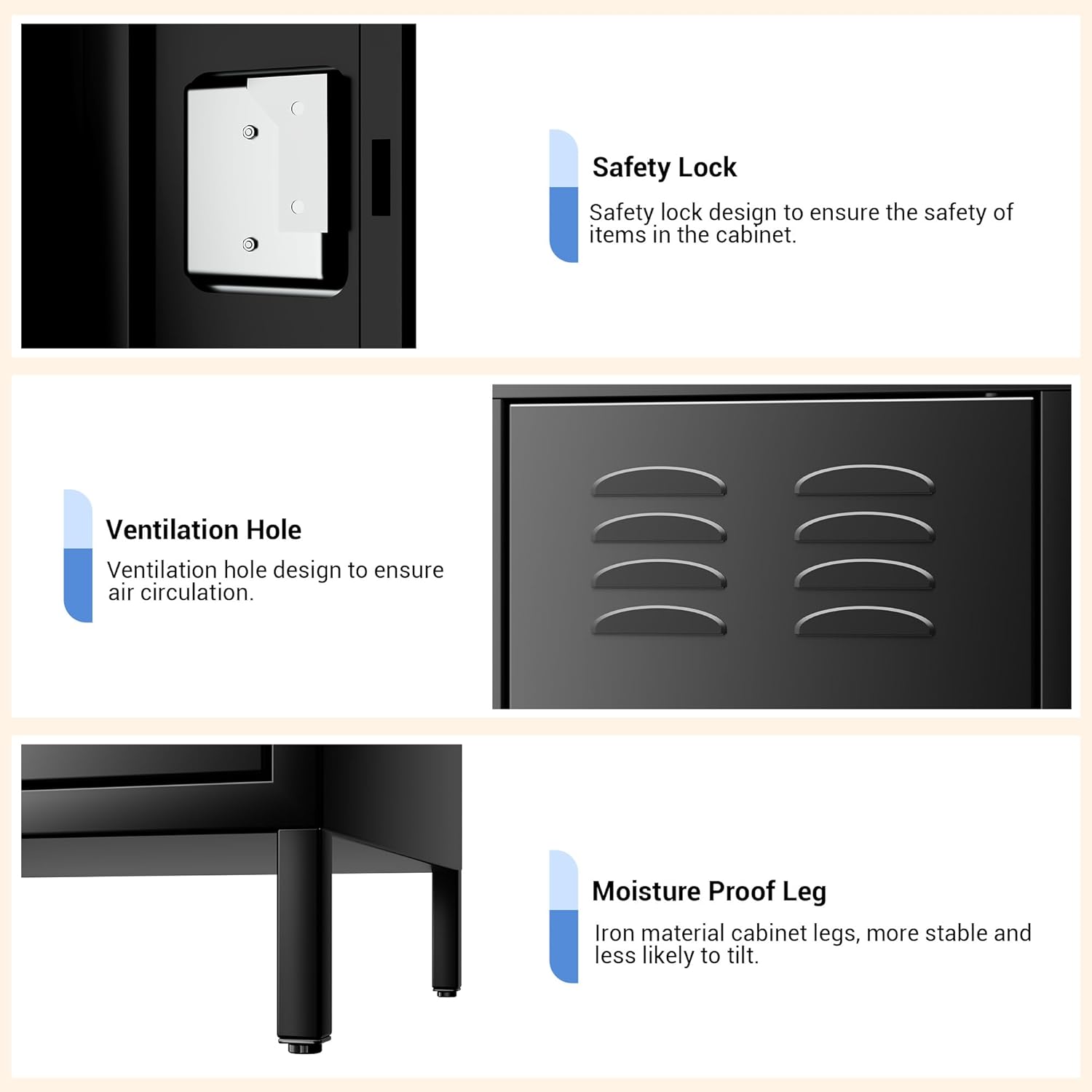 GAOMON Locker for Employees, 6 Doors Locker Cabinet with Hooks, Storage Locker for Home, Office, Gym, School, Assembly Required, Black wourant