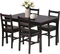 FDW 5 Piece Solid Wood Dining Table Set Space Saving Design Smooth Surface Pine Kitchen Table wourant