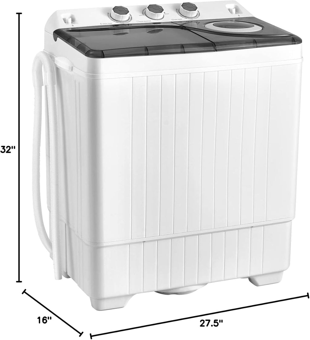 COSTWAY Double Tub 26 lb Capacity Laundry 18 lb 8 lb Spin Combo with Timer Knob Built-in Drain Pump Small Portable Washing Machine wourant