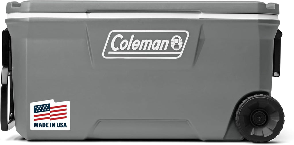 Coleman Insulated Portable Rolling Cooler with Wheels, Leak-Proof Outdoor Hard Cooler, Keeps Ice for Up to 5 Days, 100 Quart wourant
