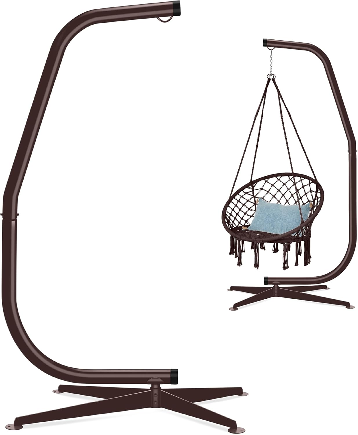 Best Choice Products Metal Hanging Hammock C-Stand for Chair/Weather-Resistant Finish, Offset Base - Stand Only - Black wourant