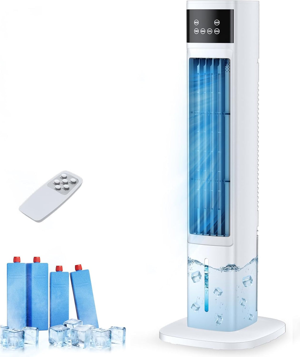 Evaporative Air Cooler, 3-in-1 Portable Air Conditioners for Room, 4 Modes 3 Speeds, Fast Cooling Portable AC Unit w/24H Timer, Remote Oscillating Tower Fan, Quiet Swamp Cooler for Bedroom Office wourant