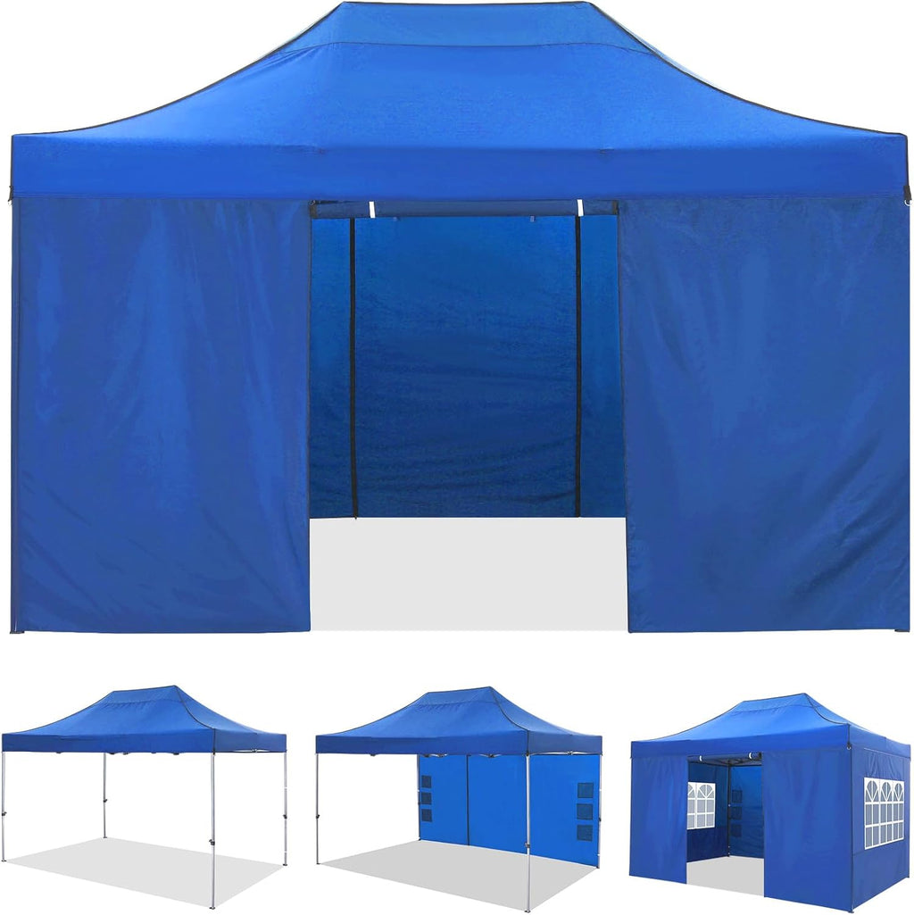 COBIZI 10x20 Heavy Duty Pop up Canopy Tent with 6 sidewalls Easy Up Commercial Outdoor Canopy Wedding Party Tents for Parties All Season Wind & Waterproof Gazebo with Roller Bag,Black(Frame Thickened) wourant