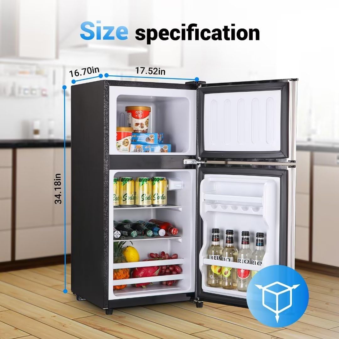 Apartment Size Refrigerator, 3.5 Cu.Ft Samll Refrigerator with Freezer Suitable for Home and Apartments, Freestanding wourant