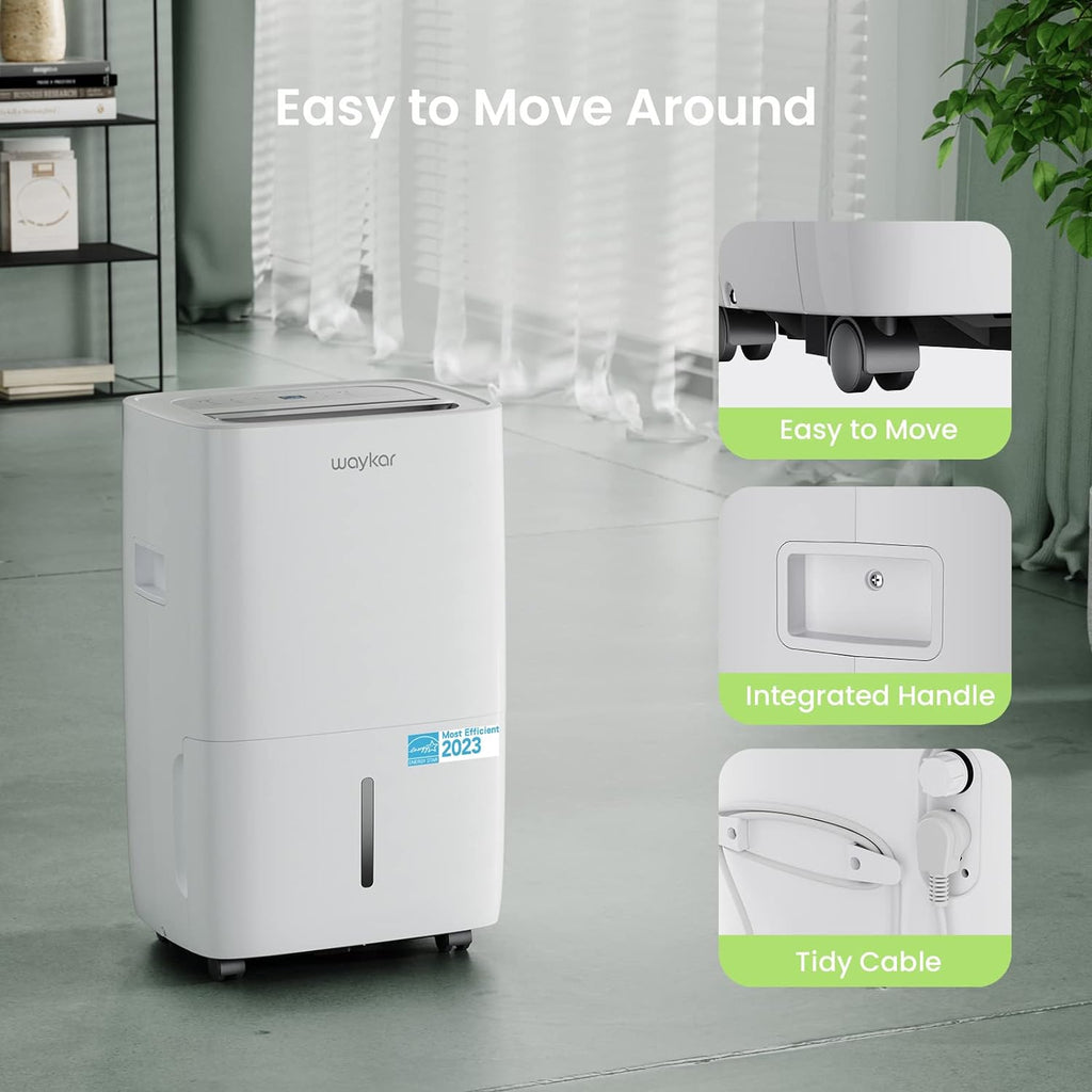 Waykar 2000 Sq. Ft Dehumidifier for Home and Basements, with Auto or Manual Drainage, 0.66 Gallon Water Tank Capacity wourant