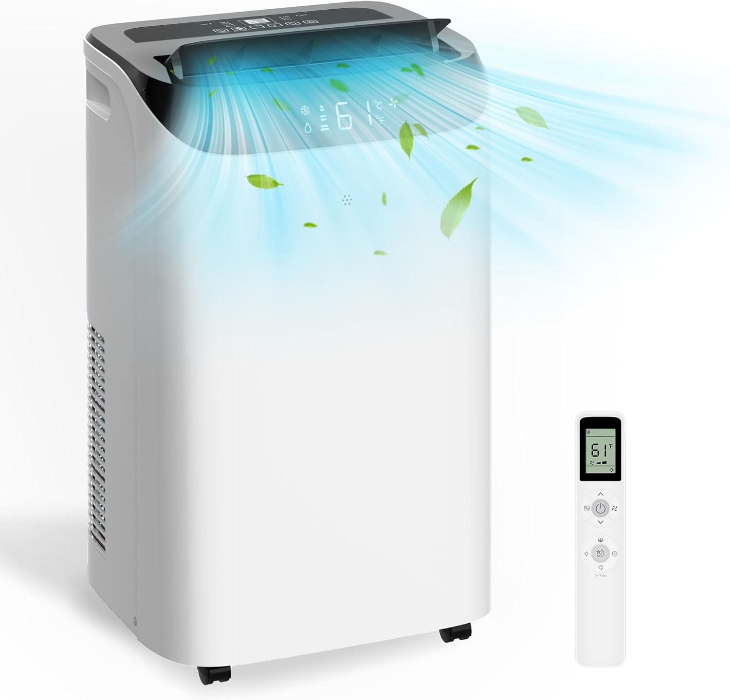 14,000 BTU Portable Air Conditioner Cools Up to 700 Sq.Ft, 3-IN-1 Energy Efficient Portable AC Unit with Remote Control & Installation Kits for Large Room, Campervan, Office, Temporary Space woonhhop