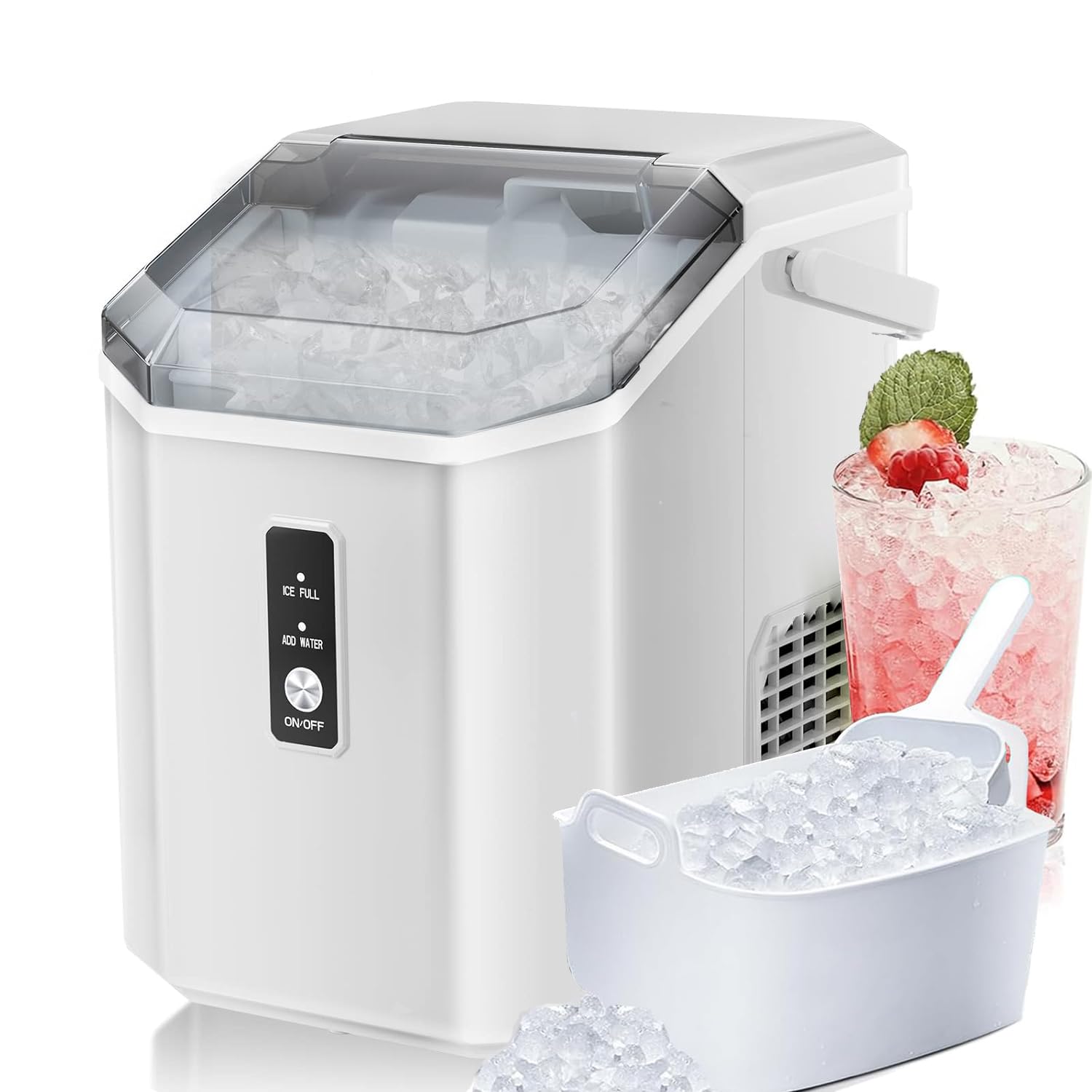 Antarctic Star Countertop Ice Maker with Soft Chewable Pellet Ice, 34lbs/24Hrs, One-Click Operation, Self-Cleaning Portable Peddle Ice Machine with Ice Scoop for Kitchen,Office,Bar,RV (Grey) woonhhop