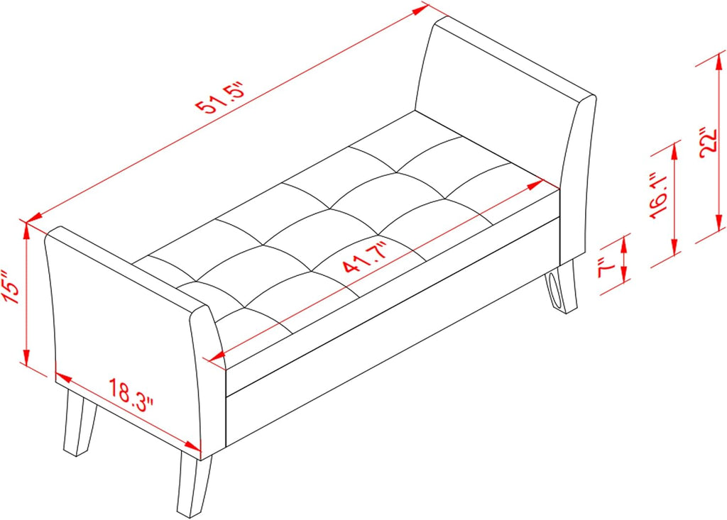Furniliving Modern Storage Ottoman Bench, Sherpa Ottoman End of Bed Bench with Solid Wood Legs Upholstered Ottoman Benches with Storage Indoor Bench wourant