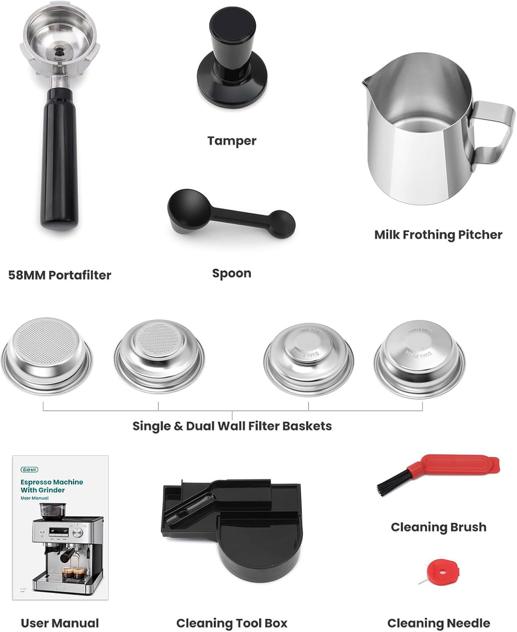 Gevi 20 Bar Espresso Machine with Grinder & Milk Frother wourant