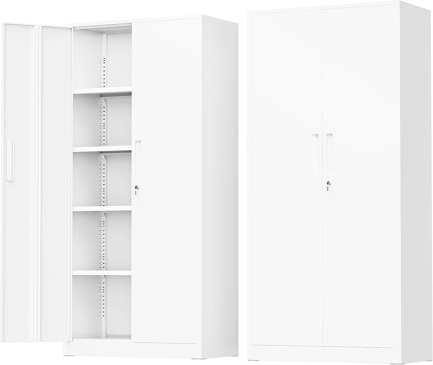 Greenvelly Metal Storage Cabinet, 72" Black Locking Metal Cabinet with 2 Doors and 4 Adjustable Shelves, Lockable Garage Storage Cabinets for Home Office, Garage, Kitchen, Living Room wourant